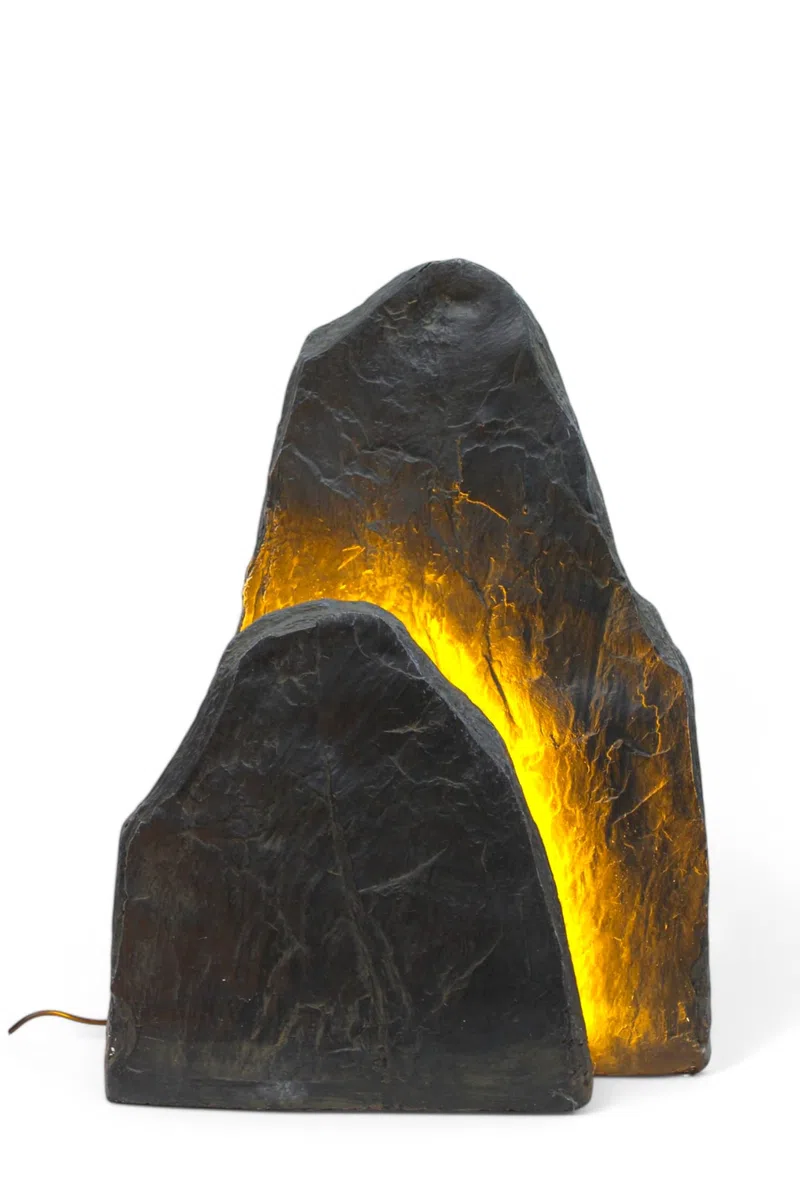 Rocce luminose a LED per il giardino, decorazione di rocce artificiali con illuminazione bianca calda, illuminazione da giardino resistente alle intemperie, effetto pietra (OG3001L)