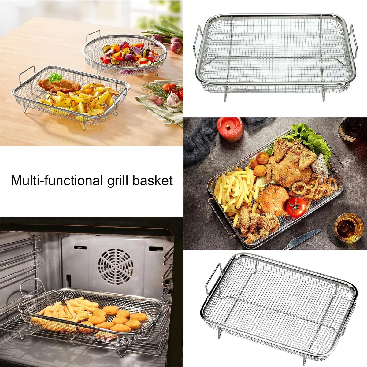 Cestino Barbecue, Vassoio Griglia Cestino da Forno, Griglia Forno, Cestino per Griglia a Rete per Barbecue da Esterno, per Cuocere Biscotti, Grigliare e Raffreddare,Caricare Frutta e Verdura