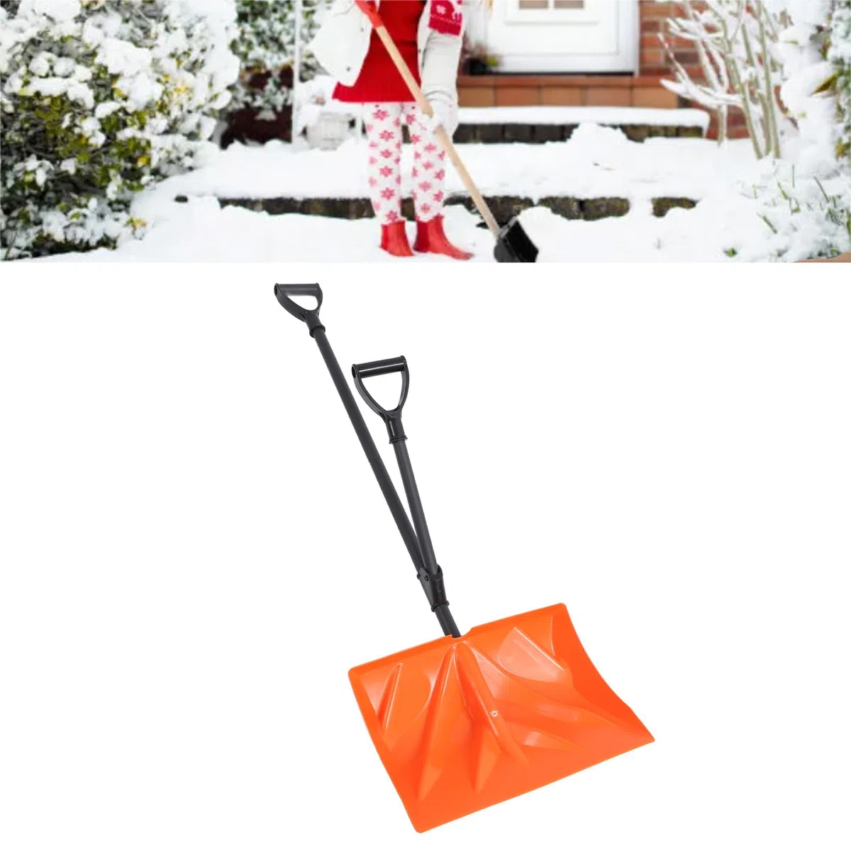 Pala da Neve, Pala per Rimozione Neve in Metallo Ad Alta Resistenza, Pala per Cereali Portatile con Manico Antiscivolo per Giardino Esterno, Campeggio