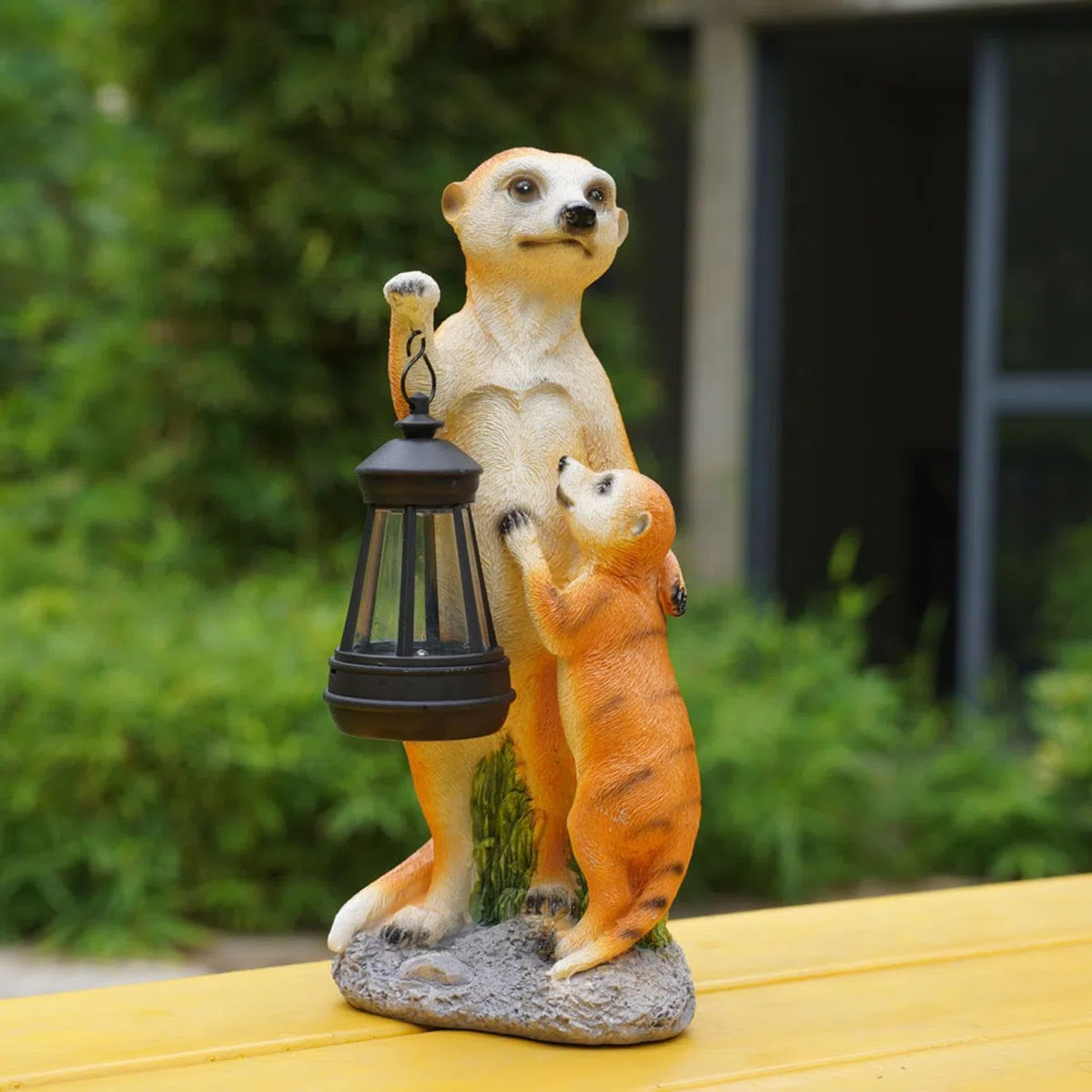 Suricato Decor Figurina Collezionabile Animale | Scultura d'Arte di Mamma Suricato e Piccoli con Luce Solare Decorazione da Giardino per Patio, Prato, Cortile, Balcone,