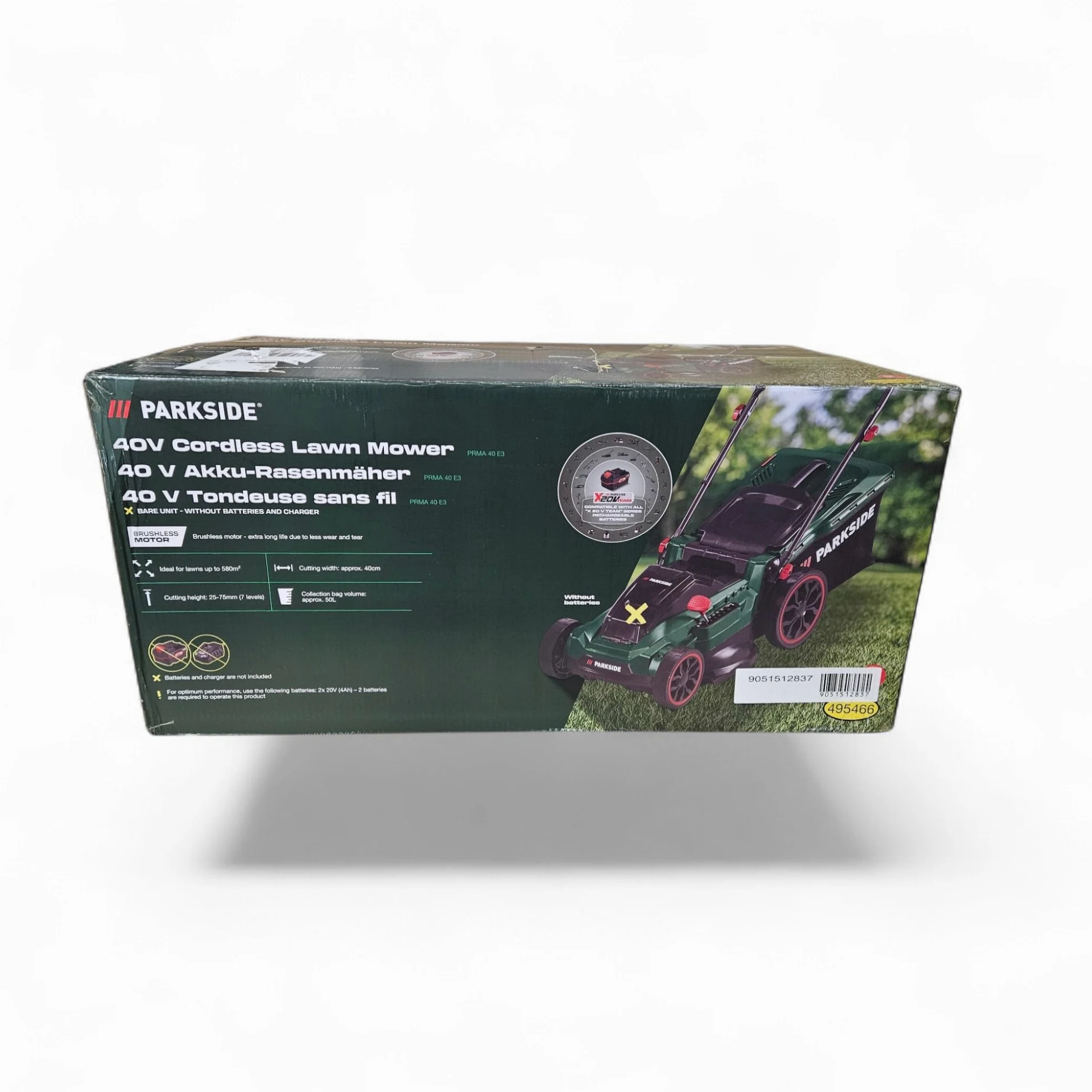 Parkside PRMA 40-Li C1 - Tosaerba a batteria, 40 cm, 2 x 4 ah, motore BRUSHLESS
