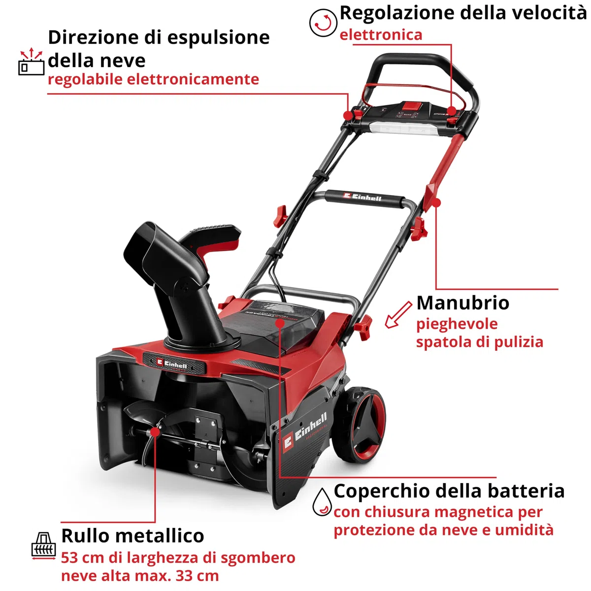 Einhell Professional spazzaneve GP-ST 36/53 Li E BL-Solo Power X-Change (36 V, Brushless, ampiezza di esercizio 53 cm, altezza max. neve 33 cm, spatola di pulizia inclusa, senza batteria)