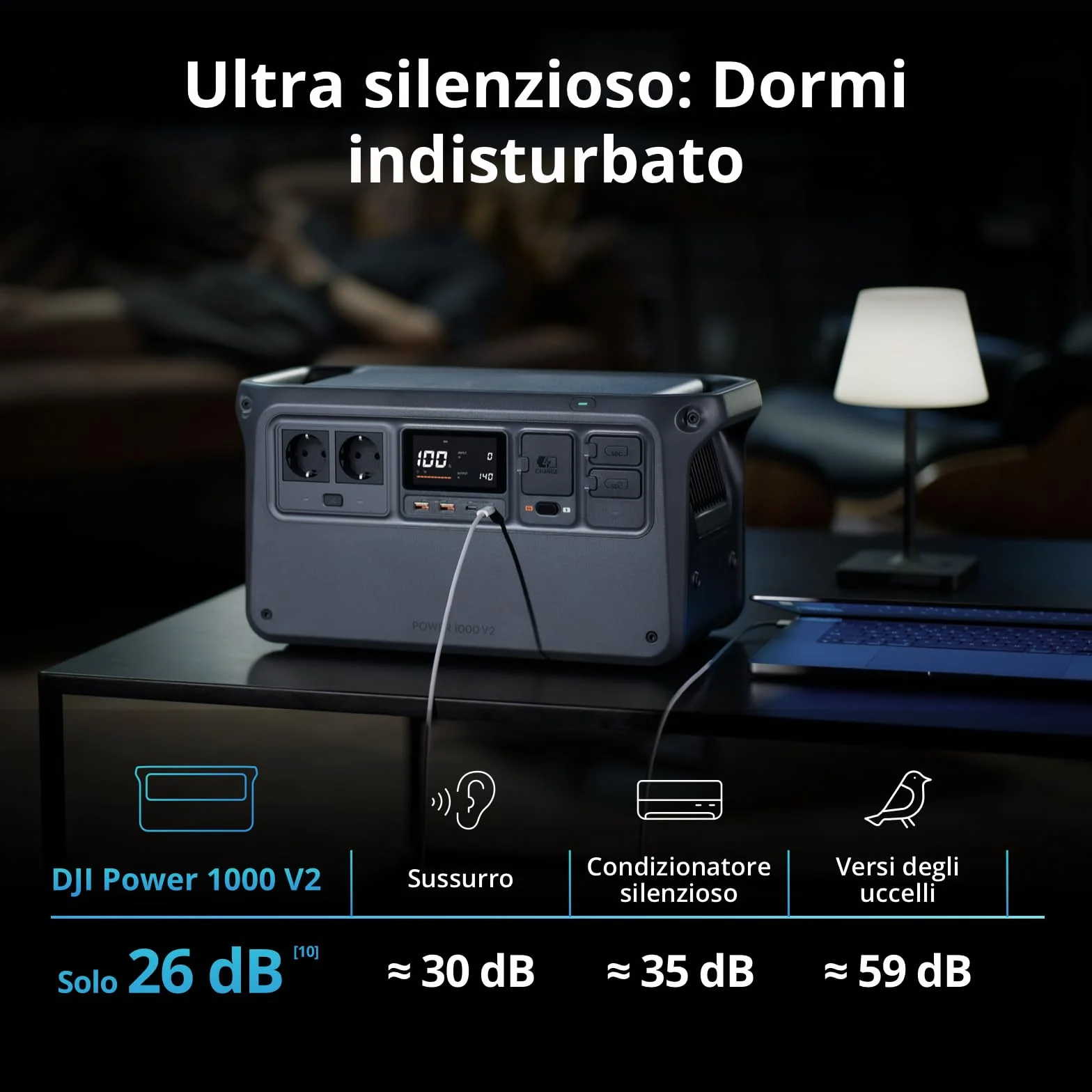 DJI Power 1000 V2 - Power station portatile 1024 Wh, ricarica rapida in 37 minuti da 0% a 80%, dimensioni compatte, batteria LiFePO4, 2600 W Power Station Solar, generatore elettrico per campeggio