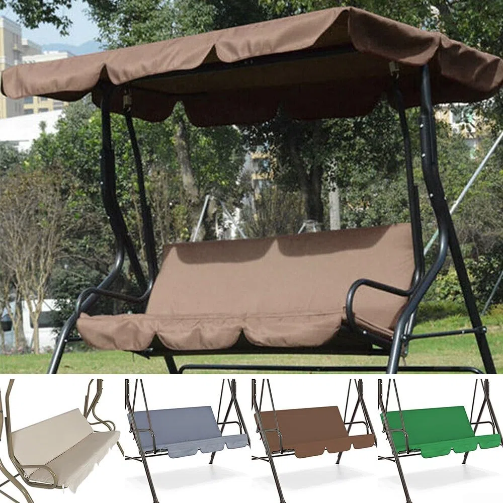 Copertura per Altalena da Giardino, 150 cm Copertura di Ricambio per Panca da Giardino, Impermeabile e Antistrappo Copertura per Sedia da Esterno, Adatto per Sedie a Dondolo da 2 e 3 Posti, Beige