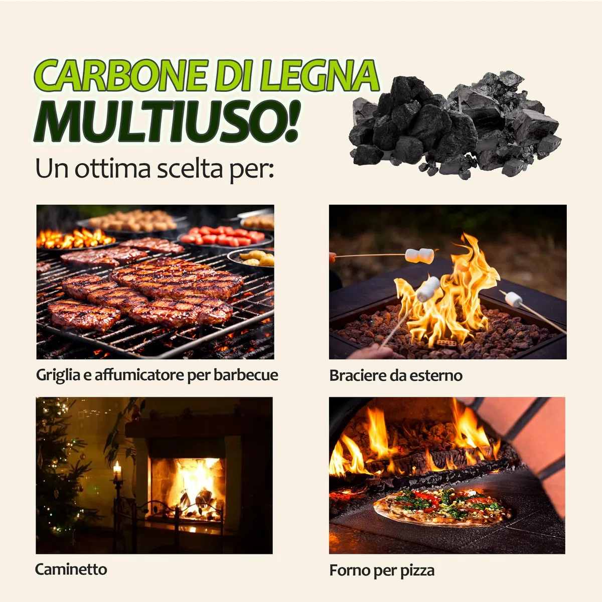 Sicignano Carbone di Legna Ecologico 10 kg ? Combustibile Naturale al 100% a Lunga Durata per Barbecue, Alta Efficienza e Basso Impatto Ambientale