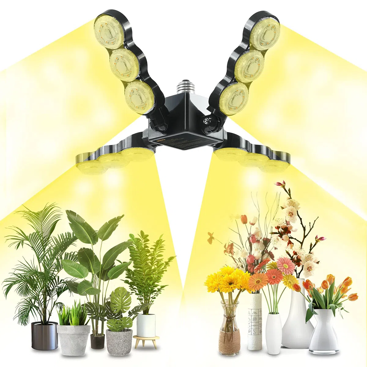 SANSI 600W Equivalente Lampadina LED per Piante da Interno a Spettro Completo E27, Design Regolabile per Un'area D'illuminazione più Ampia, 60W Lampada da Coltivazione, alta PPF 96 umol/s, 5200lm