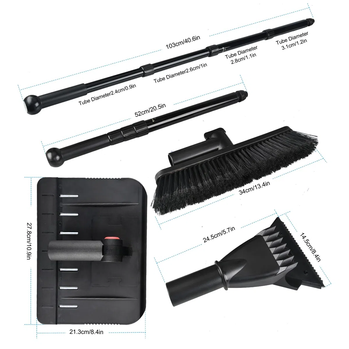 Set pala spazzaneve di emergenza con teste multiple, inclusa spazzola e raschietto per ghiaccio per auto, cortili e viaggi su strada, kit pala da neve pieghevole