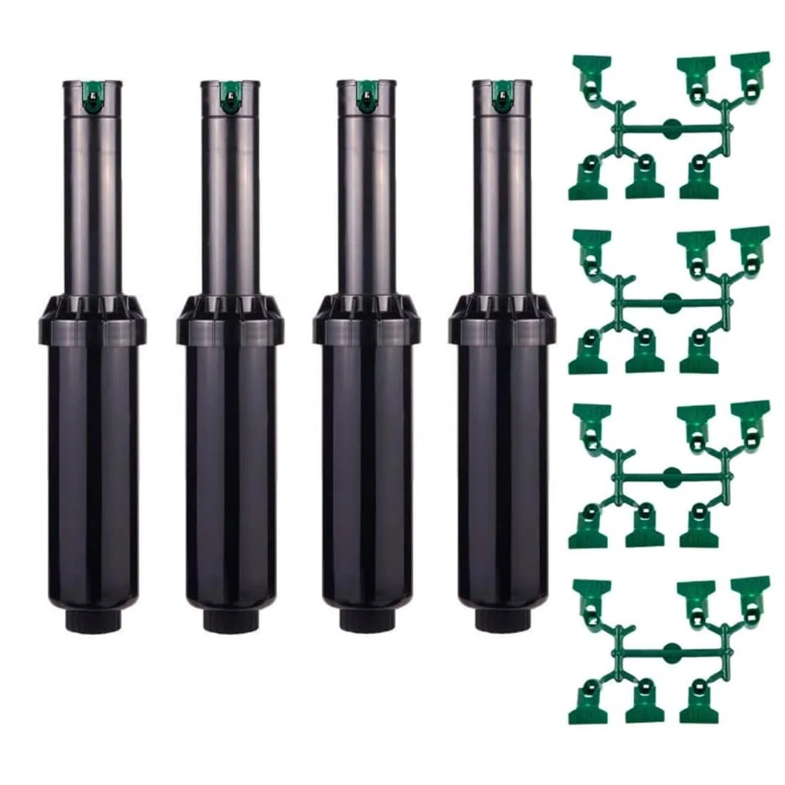 Suinga Set di 4 Irrigatore turbina Hunter SRM-04. Portata da 4 a 9 metri. Filettatura 1/2" Femmina, Nero
