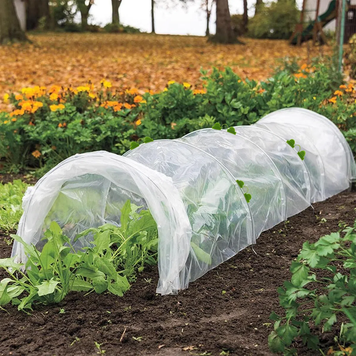 Cerchi da Giardino per Serra, 50 Bbarre in Fibra di Vetro con 40 Tubi di Collegamento, 32 Morsetti e Termometro, Archi per Serra da Giardino, Serra Tunnel Archi per Piante, Frutta, Verdura