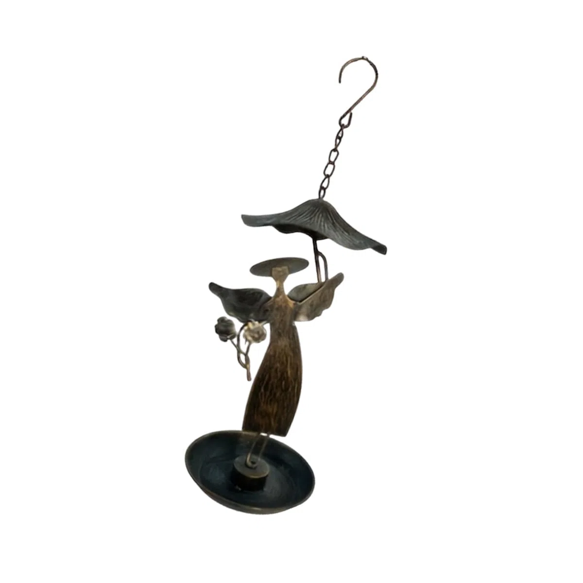 Mangiatoia per uccelli sospesa Porta cibo da esterno resistente agli agenti atmosferici Decorazione del giardino Arte creativa Mangiatoia per uccelli portatile sospesa