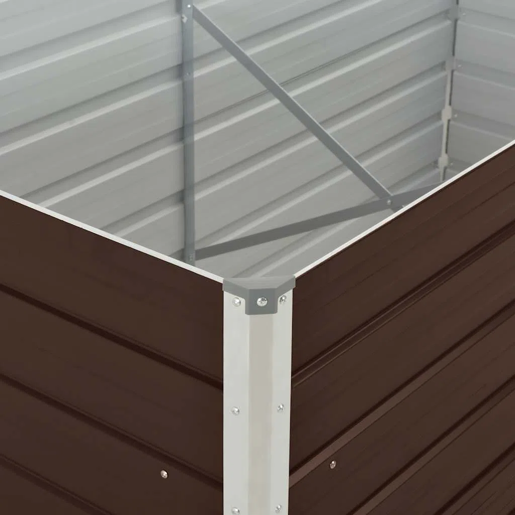 vidaXL Letto di Coltura Rialzato Cura Piante Orto da Balcone Bordo Arrotondato Elegante Fiori Vaso Fioriera 160x80x45 cm in Acciaio Zincato Marrone