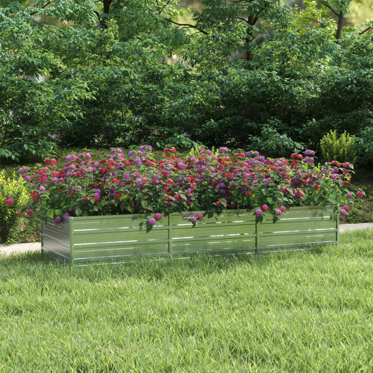 ShGaxin Arriate, Tavolo da coltivazione, Orto Domestico, Coltivazione di piante aromatiche, Arriate da giardino, in Acciaio zincato Argento 240x80x45 cm