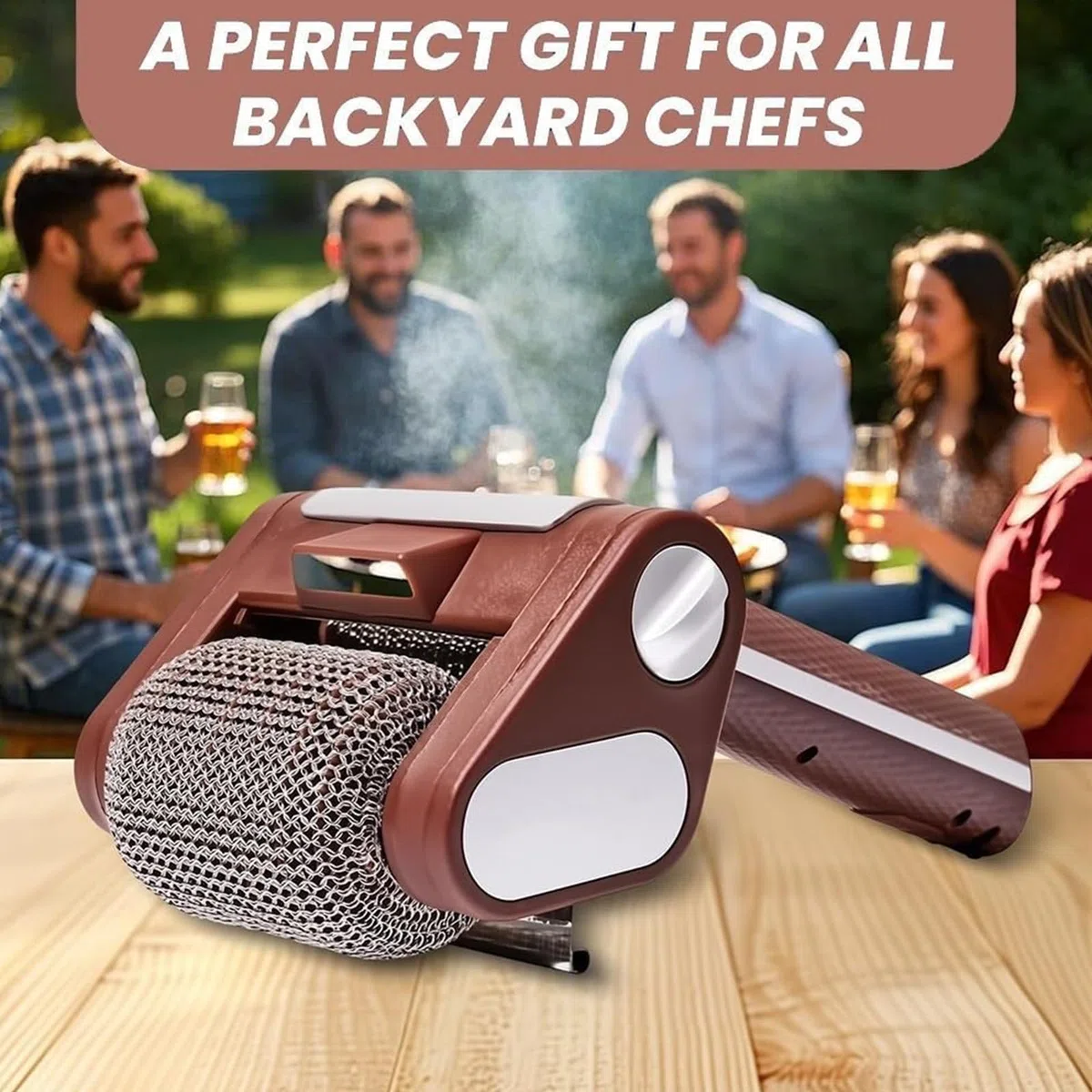 Electric Grill Bruash,Electric Grill Cleaner Bristle Free,Bristle-Free Spinning Grill Brush,Removable Wireless Electric Grill Brush with LED Light,Suitable for Outdoor Grills-B