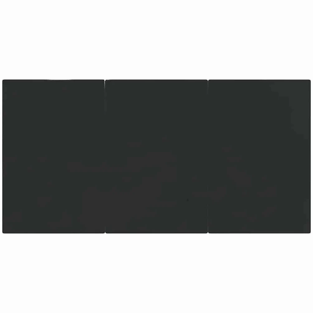 Tavolo da pranzo da giardino, nero, 200 x 100 x 74 cm, in acciaio e vetro temperato, resistente alle intemperie, stabile, per terrazza, balcone, giardino, salvaspazio e facile da pulire