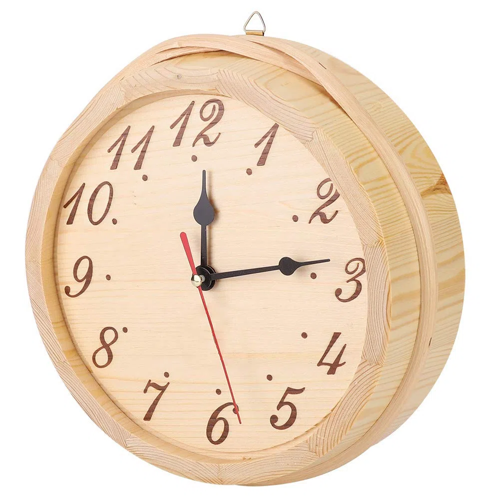 Gavigain Orologio da parete in legno per la sauna, orologio da parete degli accessori per la stanza della sauna orologio da parete in legno rotondo orologio da parete in legno semplice timer per la st