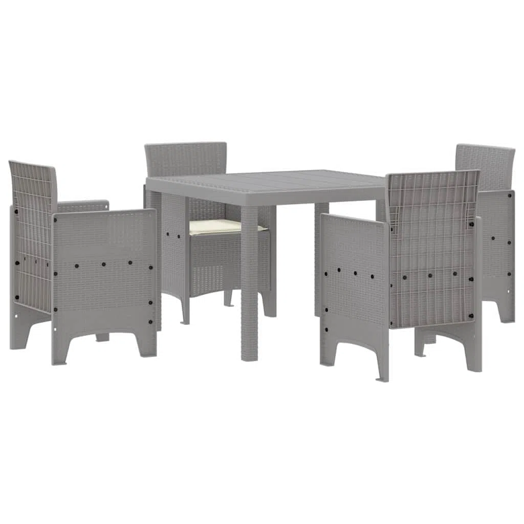 vidaXL Set da Pranzo per Giardino 5 PCS Grigio Chiaro Rattan Polt, Set da Pranzo all'aperto, arredo Giardino Moderno, Leggero per TACE, Tavolo Robusto per riunioni estive