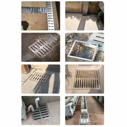 Griglia di Scarico in Acciaio Inossidabile 304 con Telaio,Griglia per fognatura Quadrata, Copertura per Lo Scarico della Trincea per carichi Pesanti, Filtro per Scarico a Pavimento del Garage