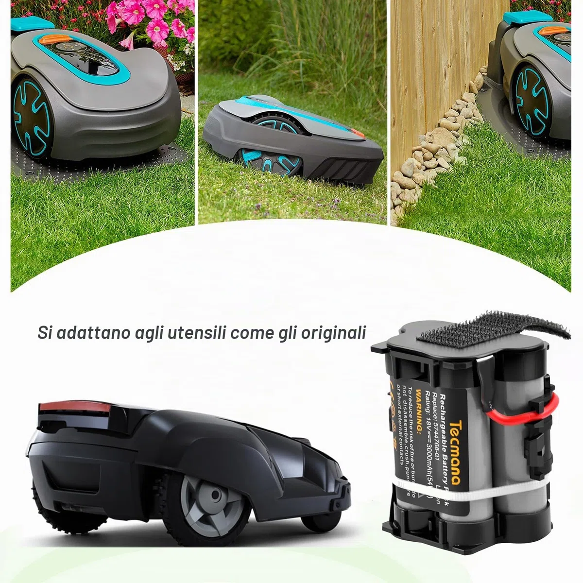 18V 3000mAh Batteria Compatibile con Gardena R38Li, R40Li, R45Li, R50Li, R70Li, R75Li, R80Li, 124562