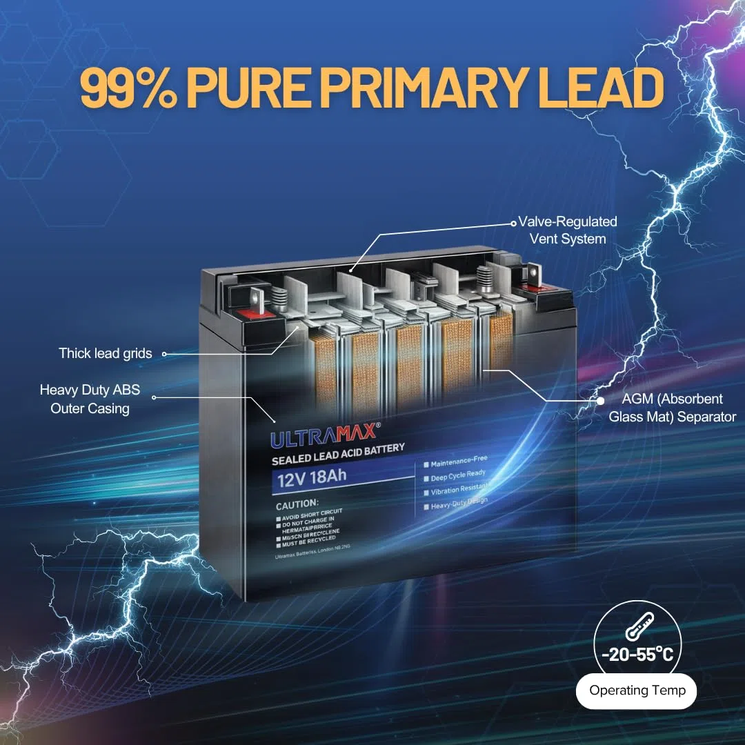 Batteria di ricambio per tosaerba Ultramax AGM/GEL 12V 18Ah (sostituisce 17AH 19AH 20AH 21AH 22AH)
