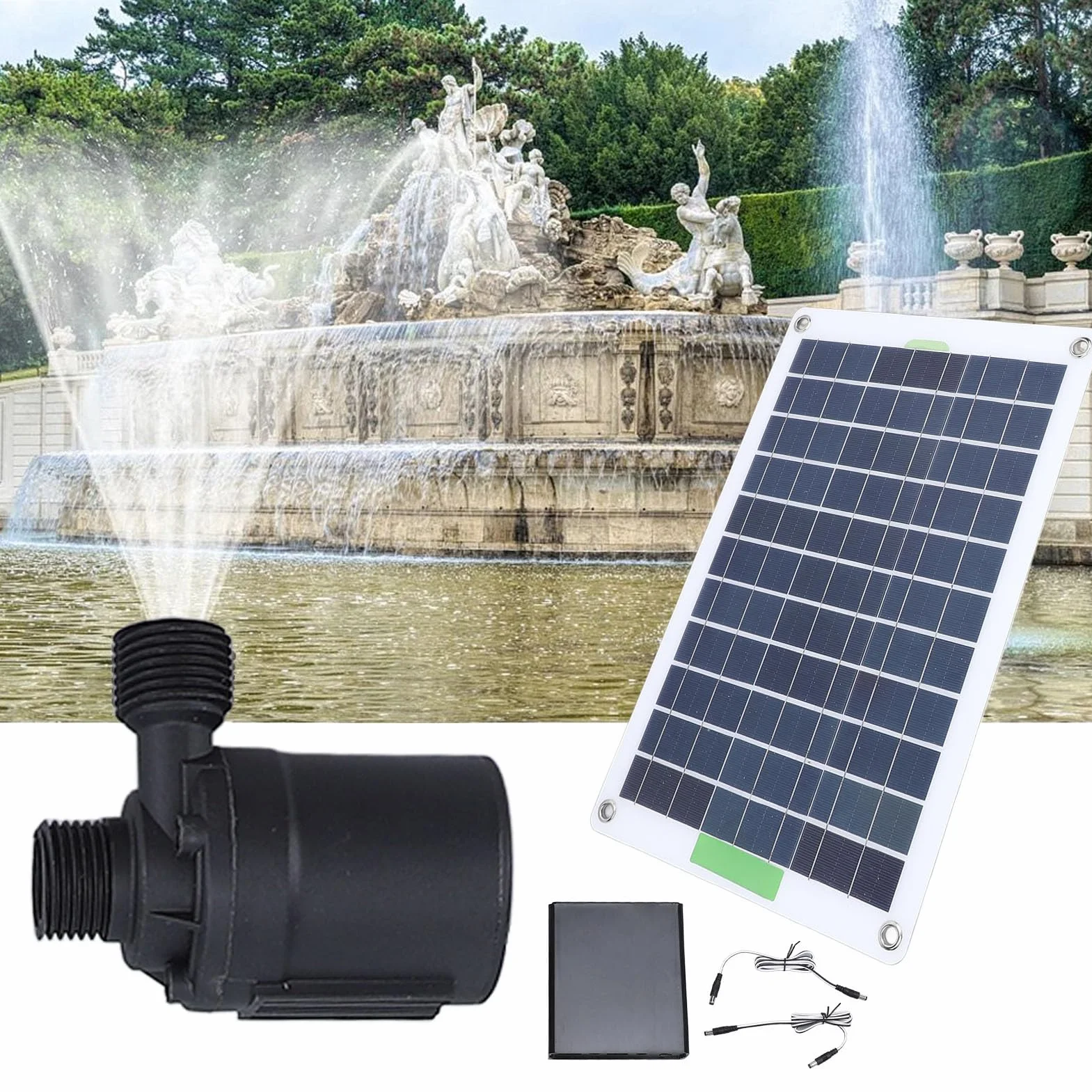 Pompa per Acqua Solare, Pompa per Fontana Ad Energia Solare Monocristallina da 100 W con Scatola di Accumulo di Energia, Pompa per Fontana per Bagno per Uccelli Solare con