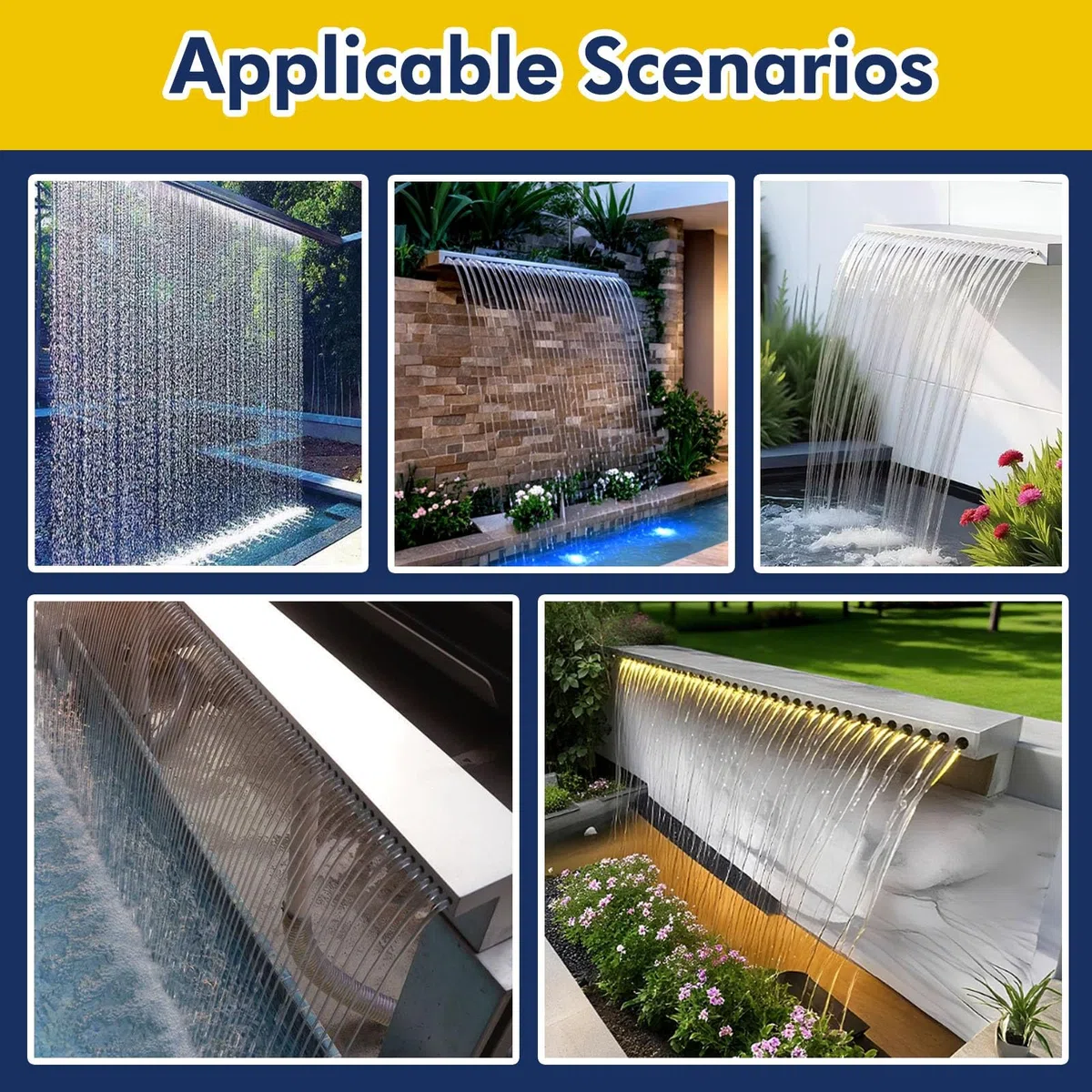 Kit di versamento a cascata resistente per giardini e patii, connettore in PVC resistente per stagni, fontane e giochi d'acqua all'aperto, migliora il design del paesaggio