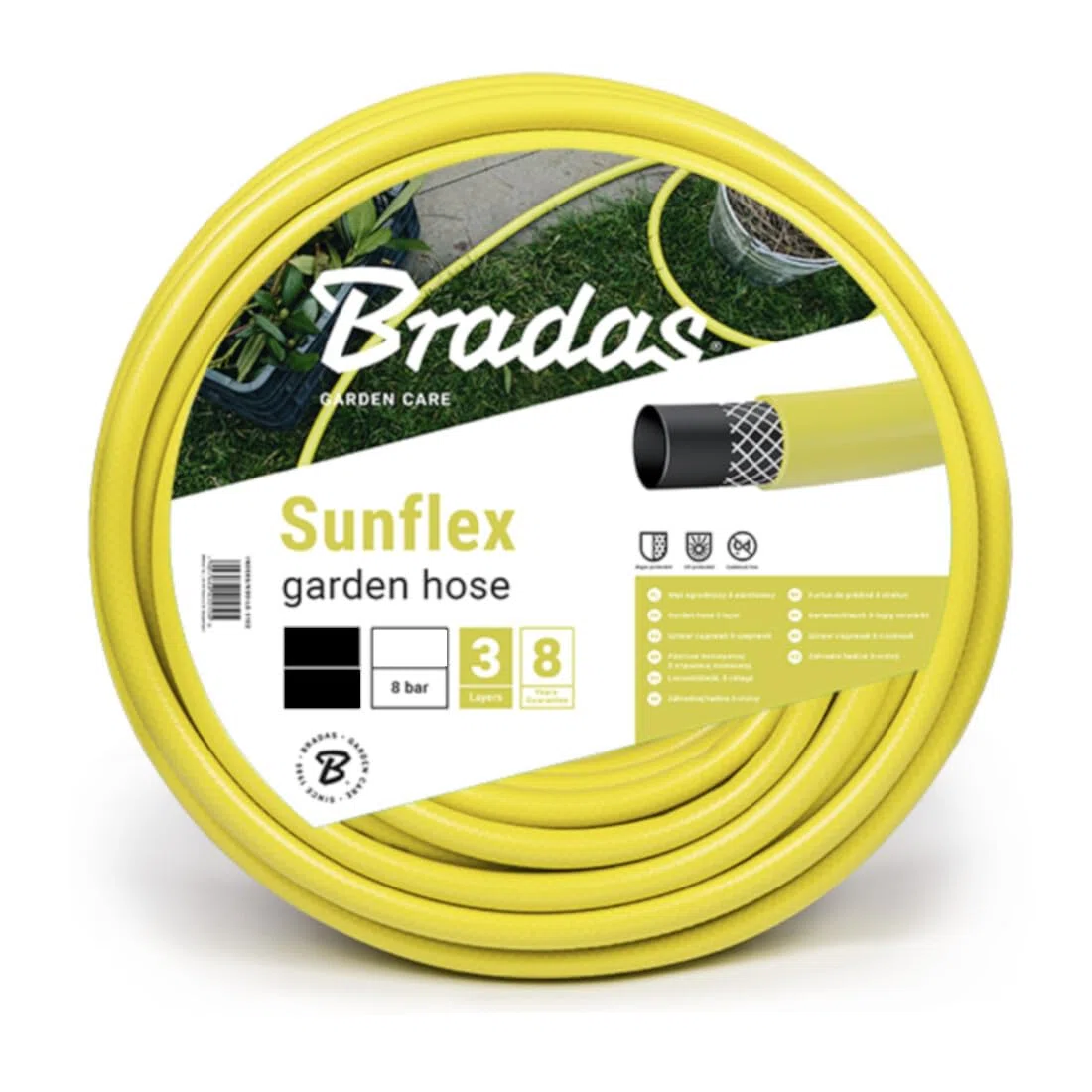 Bradas WMS3/450 - Tubo da Giardino, 50 m, 3/4", Sunflex, Giallo, 30 x 30 x 20 cm