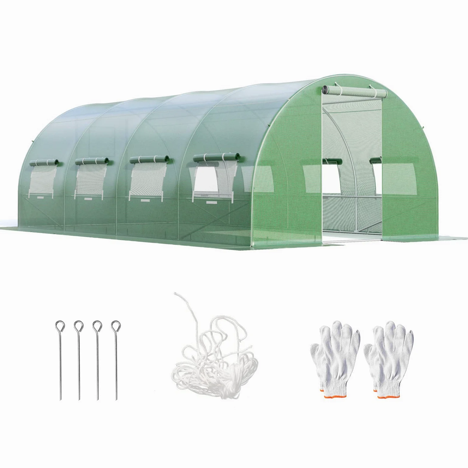 HOMASIS Serra da Giardino in Pellicola, Serra Tunnel con Finestre e Porte Avvolgibili, Serra per Orto Robusta, Verde (6 x 3 x 2 m)
