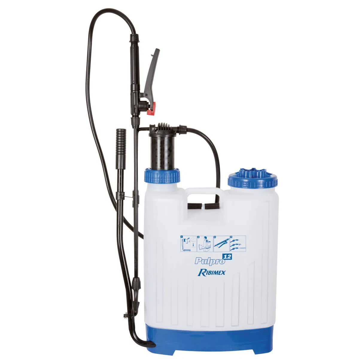 Ribimex Nebulizzatore a Zaino Pulpro 12 con Lancia in Fibra di Vetro, Ugello Regolabile e Pompa a Pistone, Spruzzatore da 13,5 L per Diserbo, Trattamenti Fitosanitari e Giardinaggio - PRP119D2