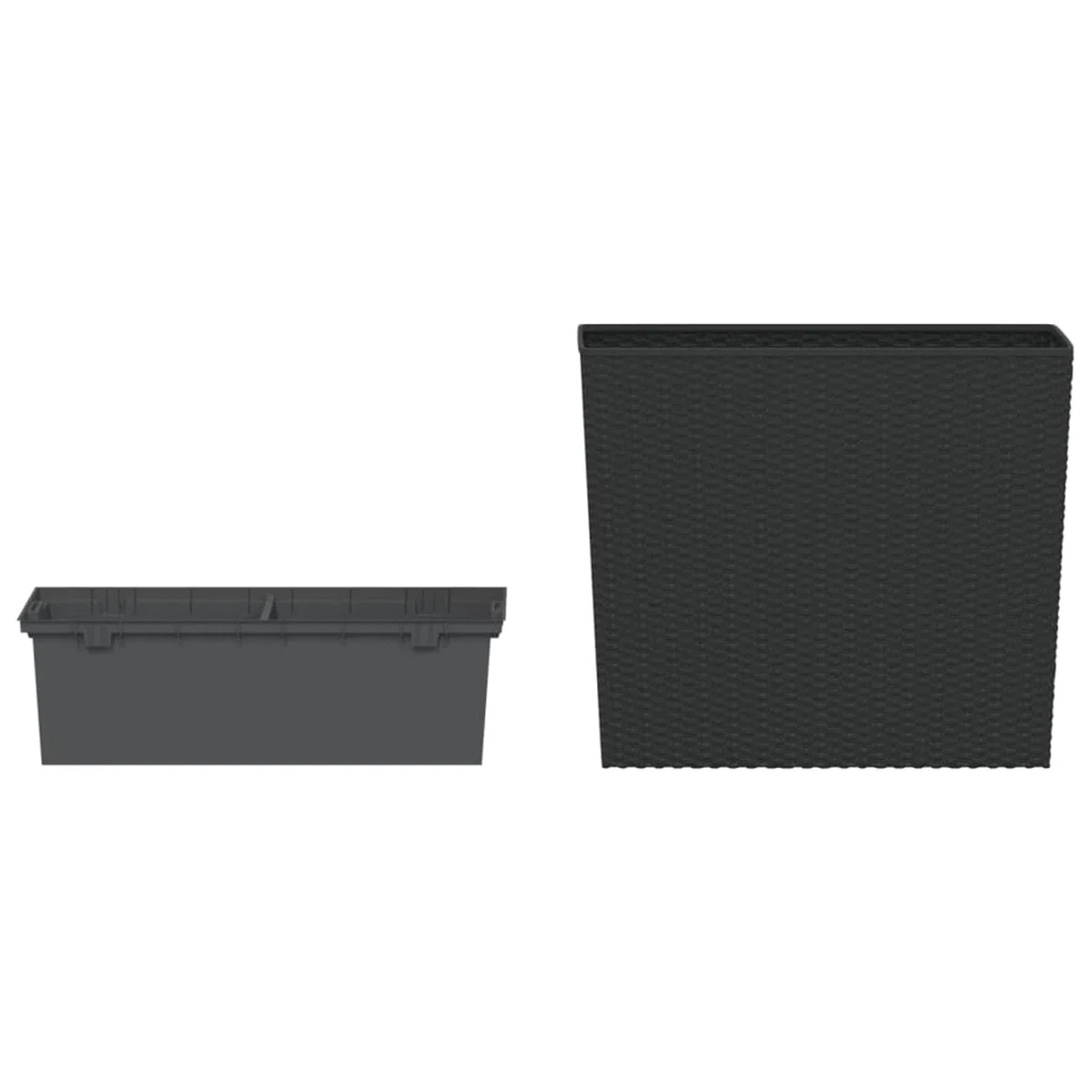 Gecheer Fioriera con Interno Rimovibile, Design Rattan Antracite 58x18x50 cm in PP, Vaso da Giardino Balcone Patio per Piante Fiori Erbe Aromatiche
