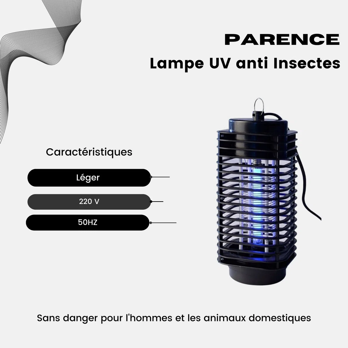 PARENCE - Lampada UV Anti insetti/Zanzare/Mosca - Uccide insetti, anti mosche e zanzare indoor e outdoor