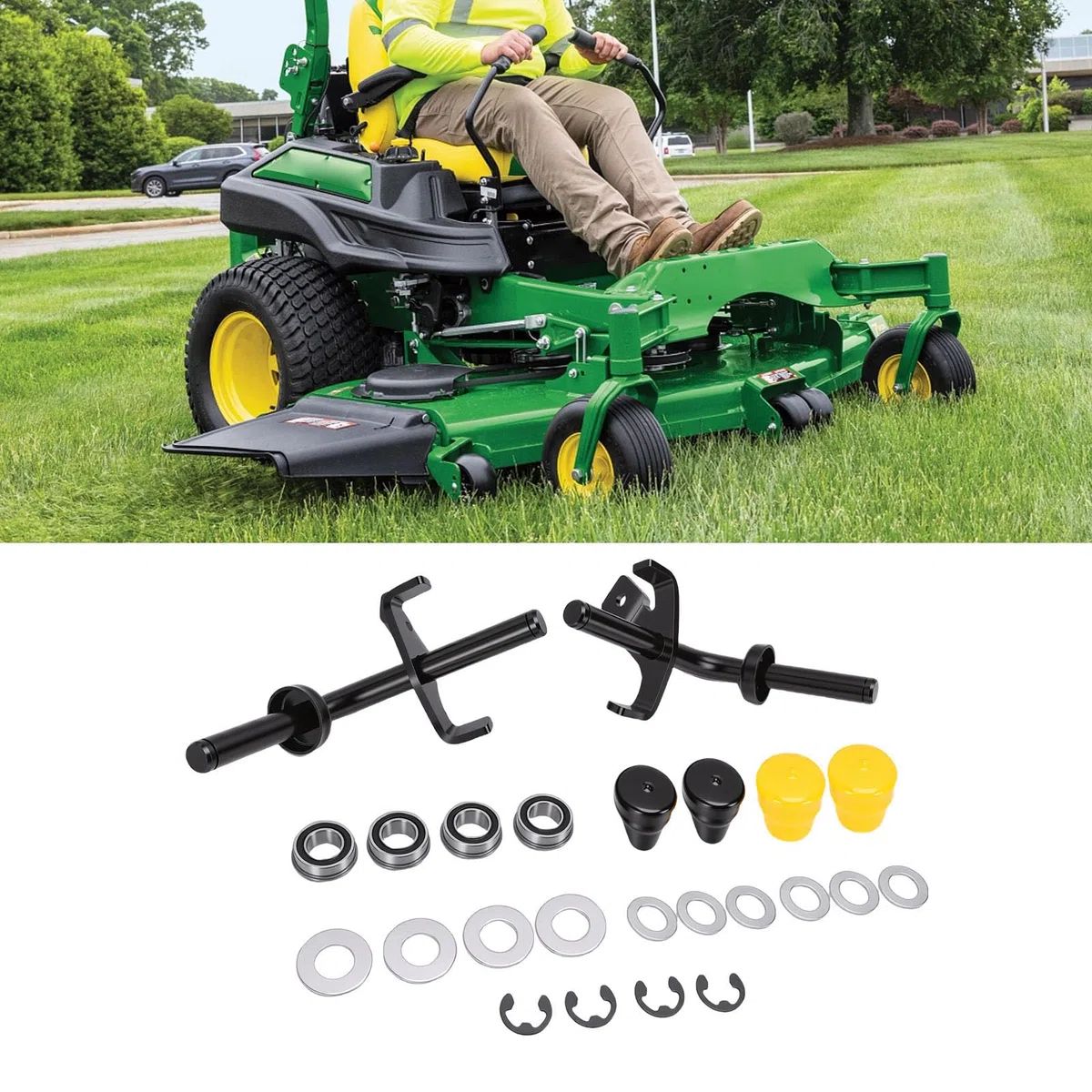 Akozon Kit di Conversione Cuscinetto Boccola Ruota Anteriore Mandrini Sterzo Asse GY20047 Sostituzione per Trattorini da Giardino L110