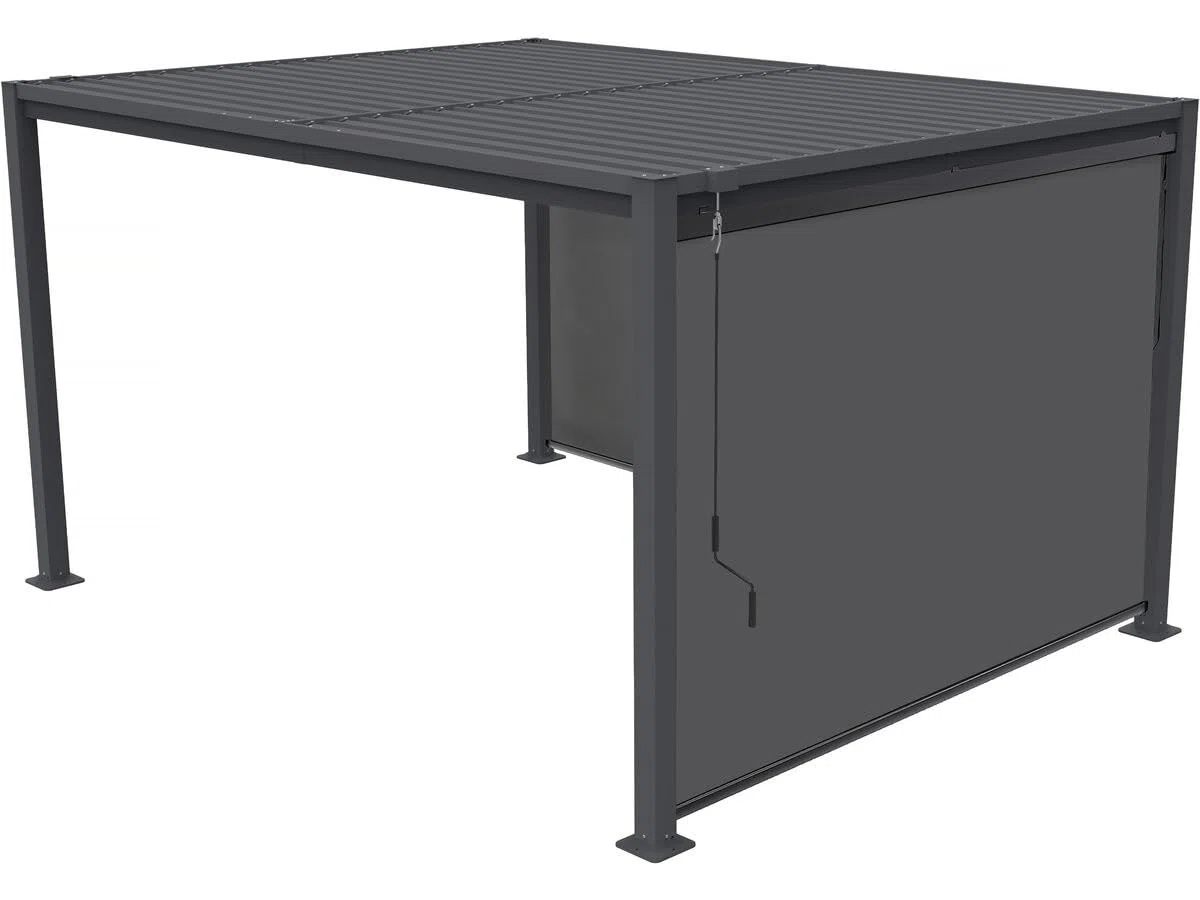 Pergola bioclimatica "Howard" con 2 tende in acciaio zincato - 3 x 4 m - Grigio