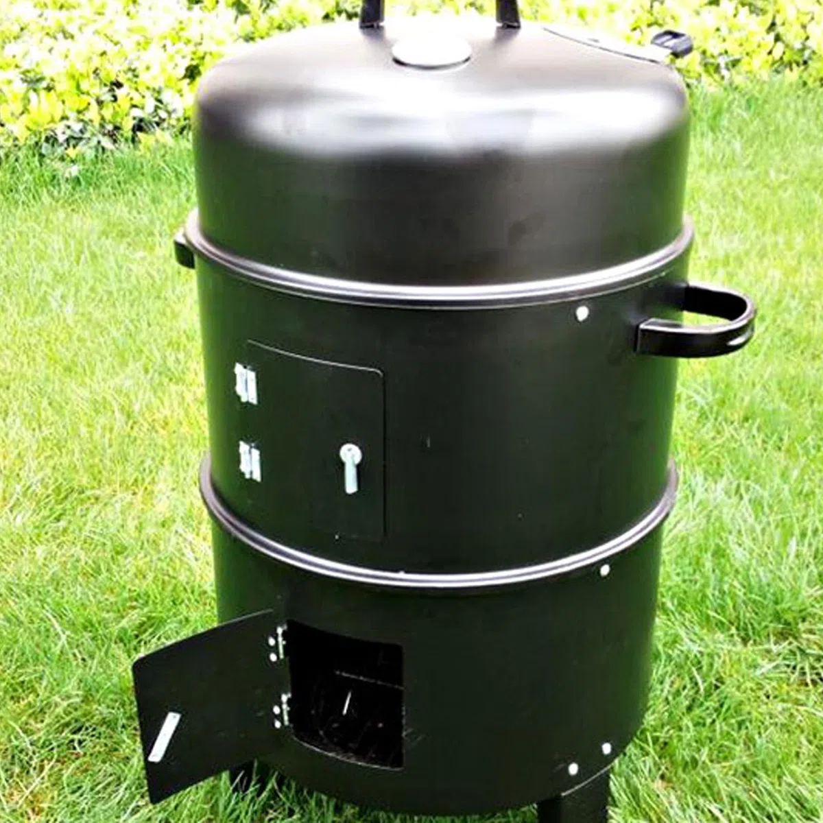 3 in 1 Fumatore Verticale e Grill Barbecue con Termometri per Famiglie All'aperto