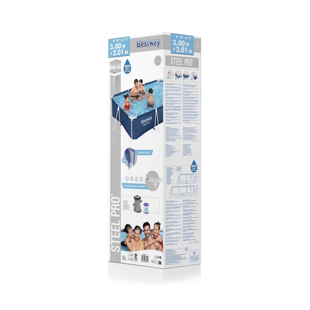 Bestway Piscine Fuoriterra, 9'10" x 6'7" x 26"/3.00 m x 2.01 m x 66 cm Pool Set