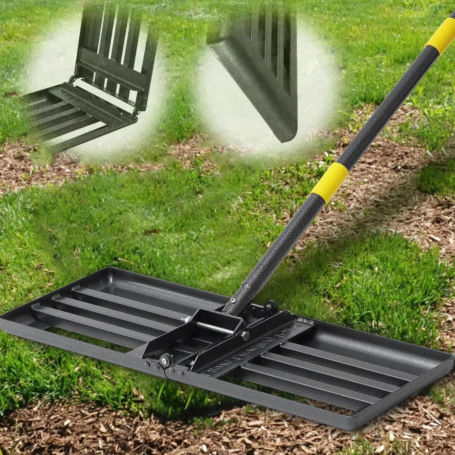Rastrello per prato per livellamento, in acciaio inox, 157 cm, giardino, cortile