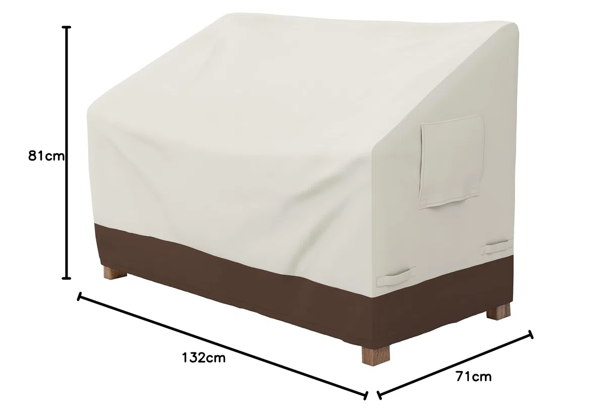 Amazon Basics Telo di copertura sagomato per panca a 2 posti, Beige + Marrone Chiaro