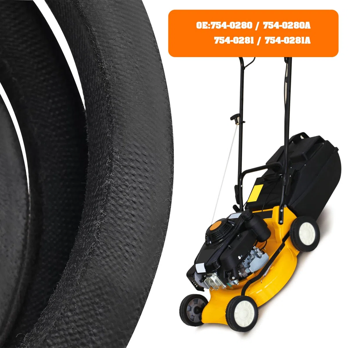 OTOTEC 2 cinghie trapezoidali per tosaerba compatibili con MTD compatibile con Mastercut OE 754-0280 754-0280A 754-0281 754-0281A, circonferenza 134,2 mm, 108,7 mm, larghezza 16,1 mm, nero