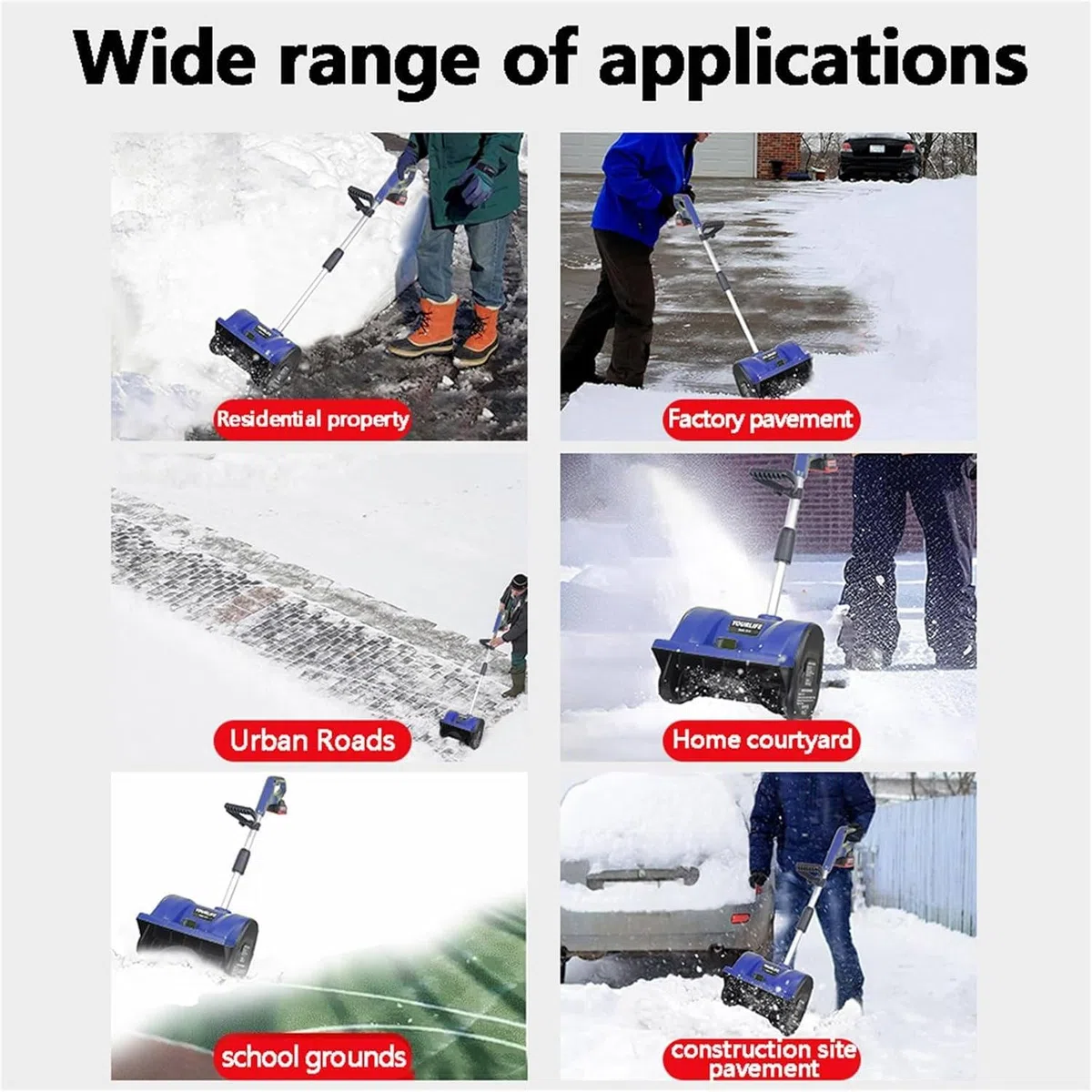 Spazzaneve Elettrico Ricaricabile 24V/4.0Ah Pala da Neve elettrica ad Alta Potenza spazzaneve spazzaneve Uso Domestico spazzaneve Larghezza rimozione Neve 32cm Altezza rimozione Neve 23cm
