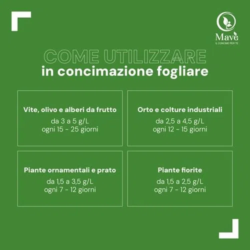 Concime fogliare 8 5 40 Mavè potassio 2 kg - stimola la maturazione ed aumenta la pezzatura dei frutti - fertilizzante NPK per piante