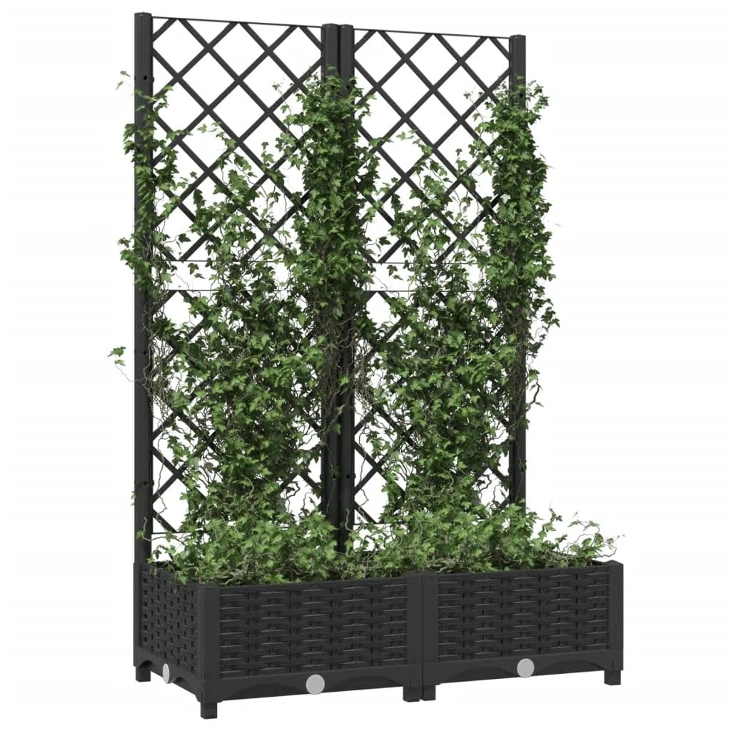Fioriera da Giardino con Traliccio Nera 80x40x121,5 cm PP,Casa e Giardino,Prato e Giardino,Giardinaggio,Vasi e fioriere,6.42kg-318270