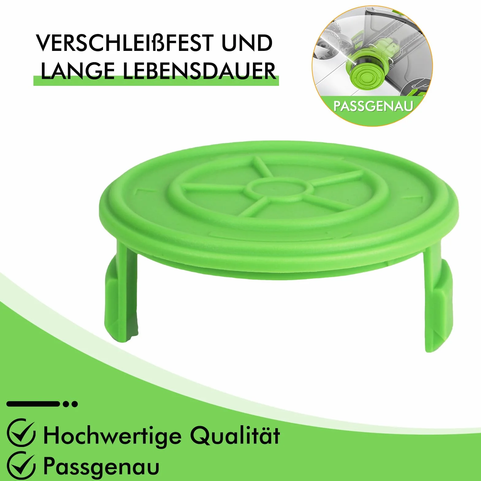 Bobina di filo da 8,3 m e 1,65 mm, compatibile con decespugliatore cordless Greenworks 40V G40LT/ G40LTK2/ G40LTK2x / 2101507/2101507UA/2101507UC (6 bobine + 2 coperture bobina)