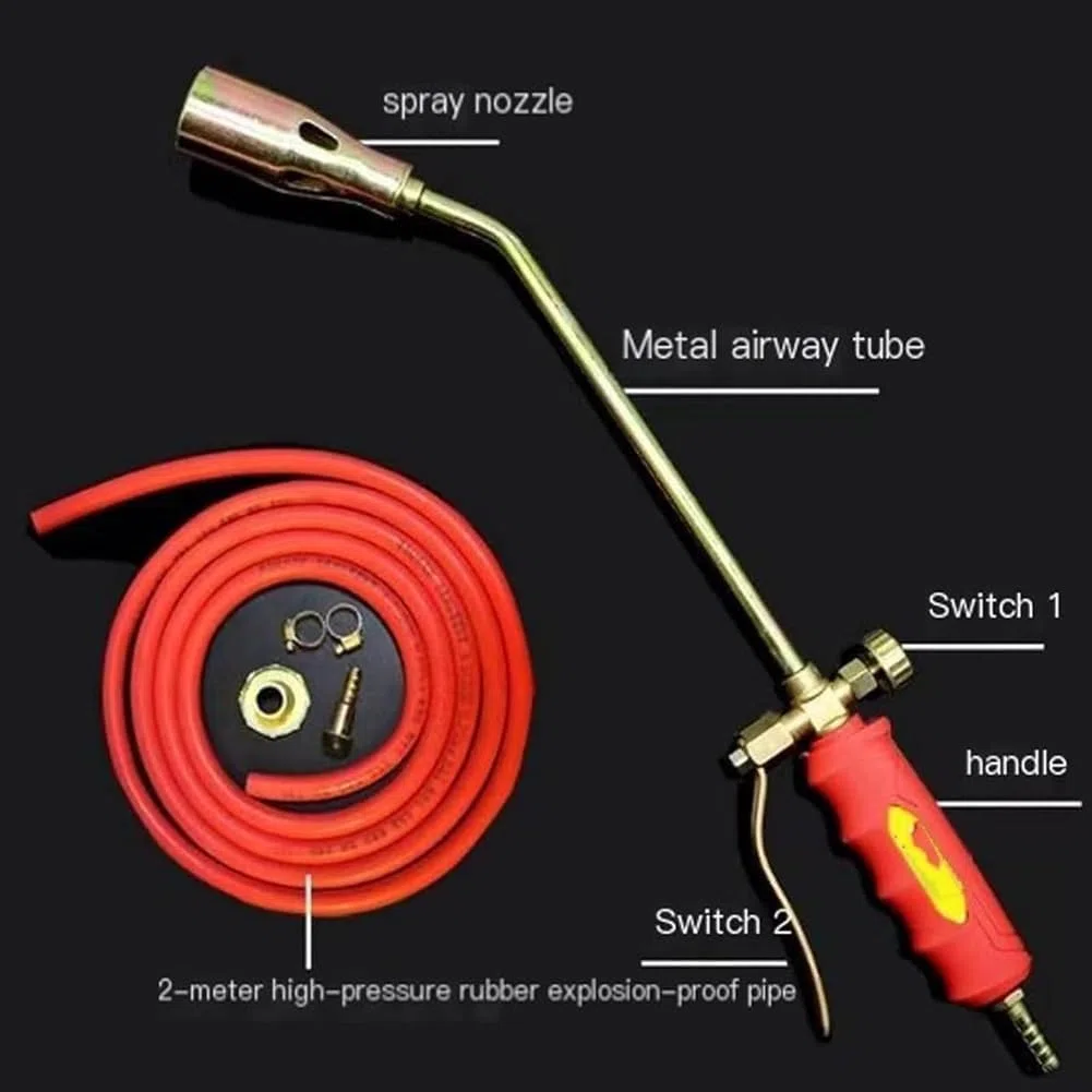 Nuovo kit bruciatore per erbacce a propano, potenza elevata 1.900.000 BTU, bruciatori a gas per erbacce con tubo flessibile da 2 m, per diserbo di giardini (Doppia apertura,35)