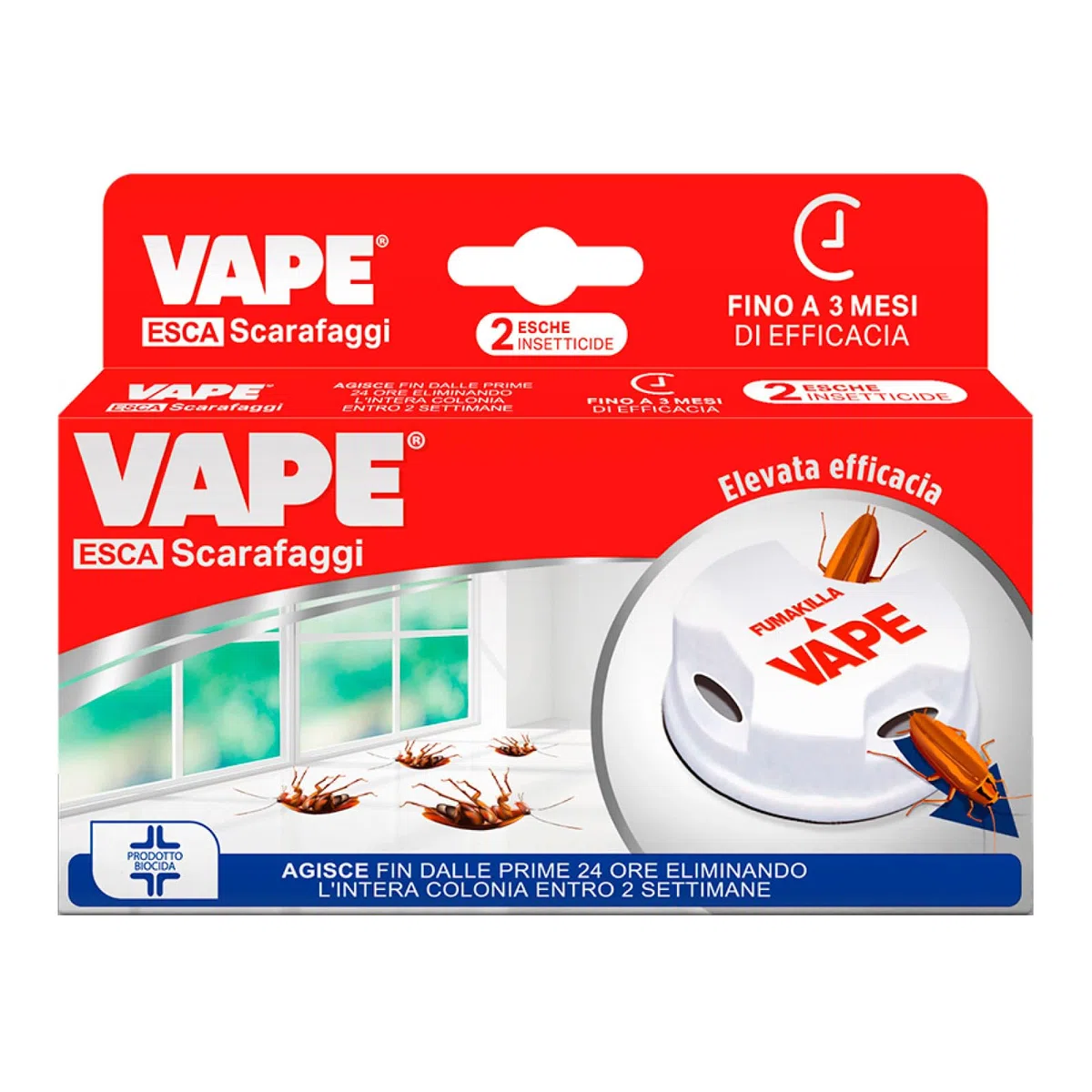 Vape Esca Scarafaggi Insetticida Blatte Disinfestazione per Abitazione e Interni Elimina Intera Colonia Efficace 3 Mesi Prodotto Biocida - 16 Esche