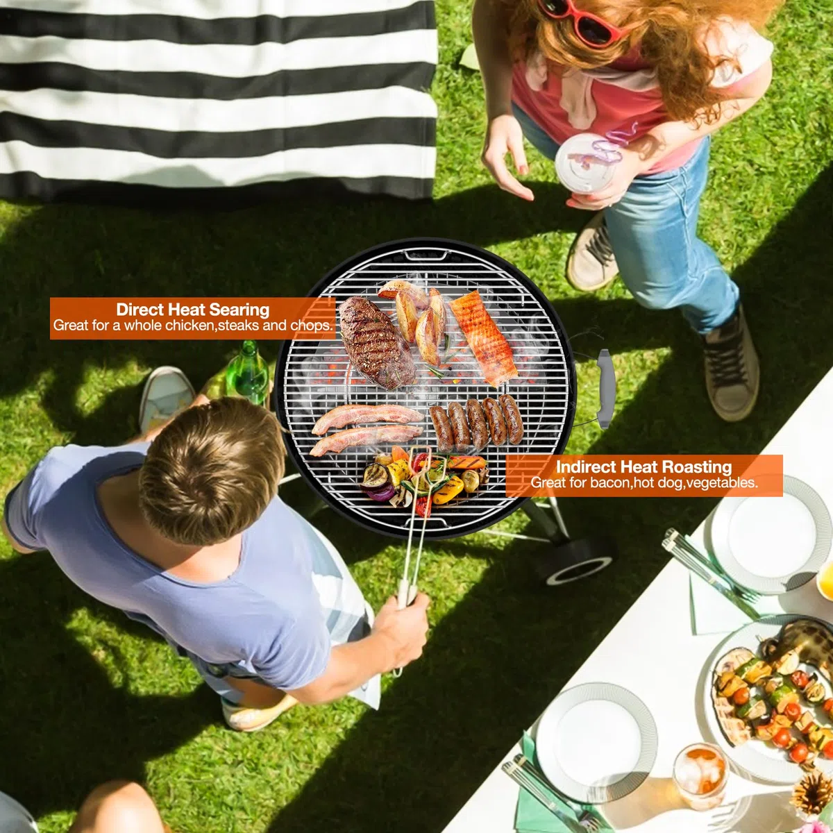 Onlyfire Cestino per Carbonella da Barbecue in Acciaio Inox, BBQ Charcoal Basket per Griglia a Carbone Weber 57/67 cm