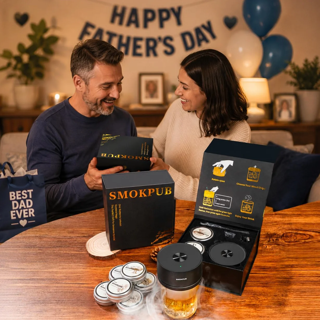 Kit fumatore di whisky elettrico con 6 chip di legno, kit affumicatore da cocktail ricaricabile, accendino integrato, non necessita di butano, compleanno, Natale, anniversario, regalo di whisky