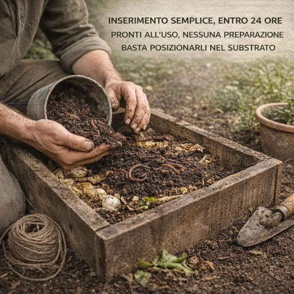 Lombrichi Vivi da Compostaggio (Eisenia Fetida e Andrei) per Produzione Humus e Vermicompostaggio: Kit Avviamento Ideale per Orto Biologico, Compostiere Domestiche (250g)