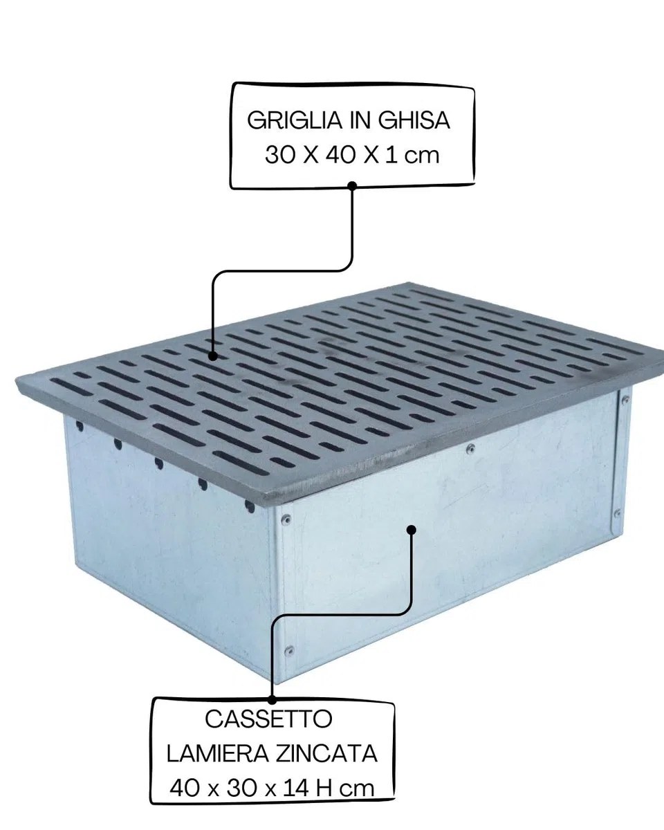 Fonderia Bongiovanni | Griglia in Ghisa | Griglia per Camino | Stufa Pellet | Barbecue Fondello per Cenere | 30x40 cm | con Cassetto Raccolta Cenere | Accessori Camino