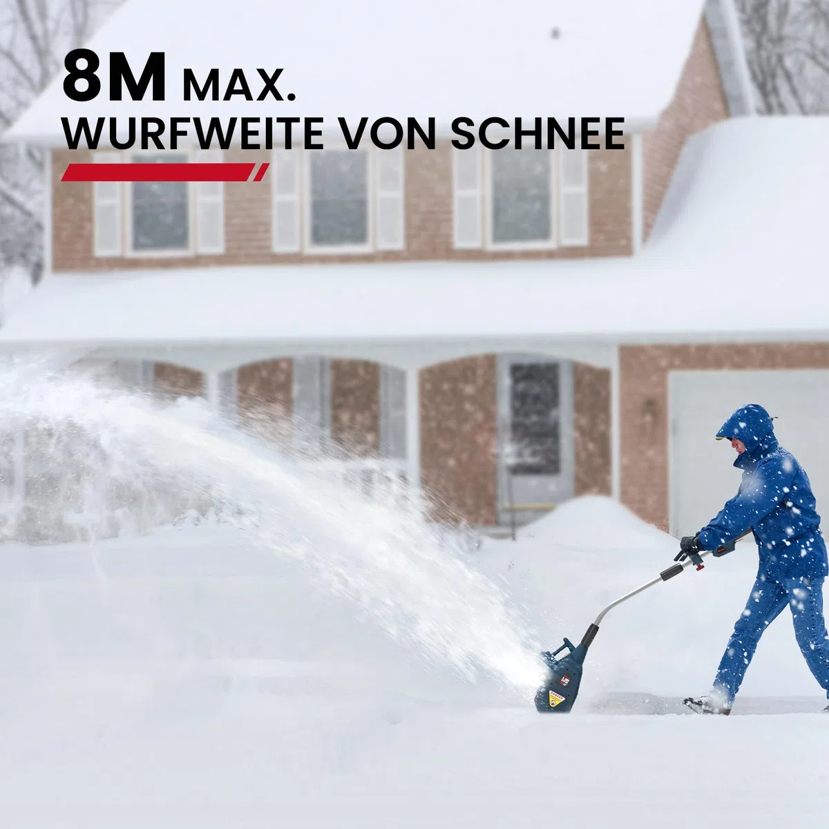 Enhulk 2 spazzaneve a batteria da 20 V, larghezza di lavoro, altezza di 20 cm, pala da neve con impugnatura aggiuntiva, distanza di lancio 8 m, direzione di lancio regolabile ± 30° (include batteria