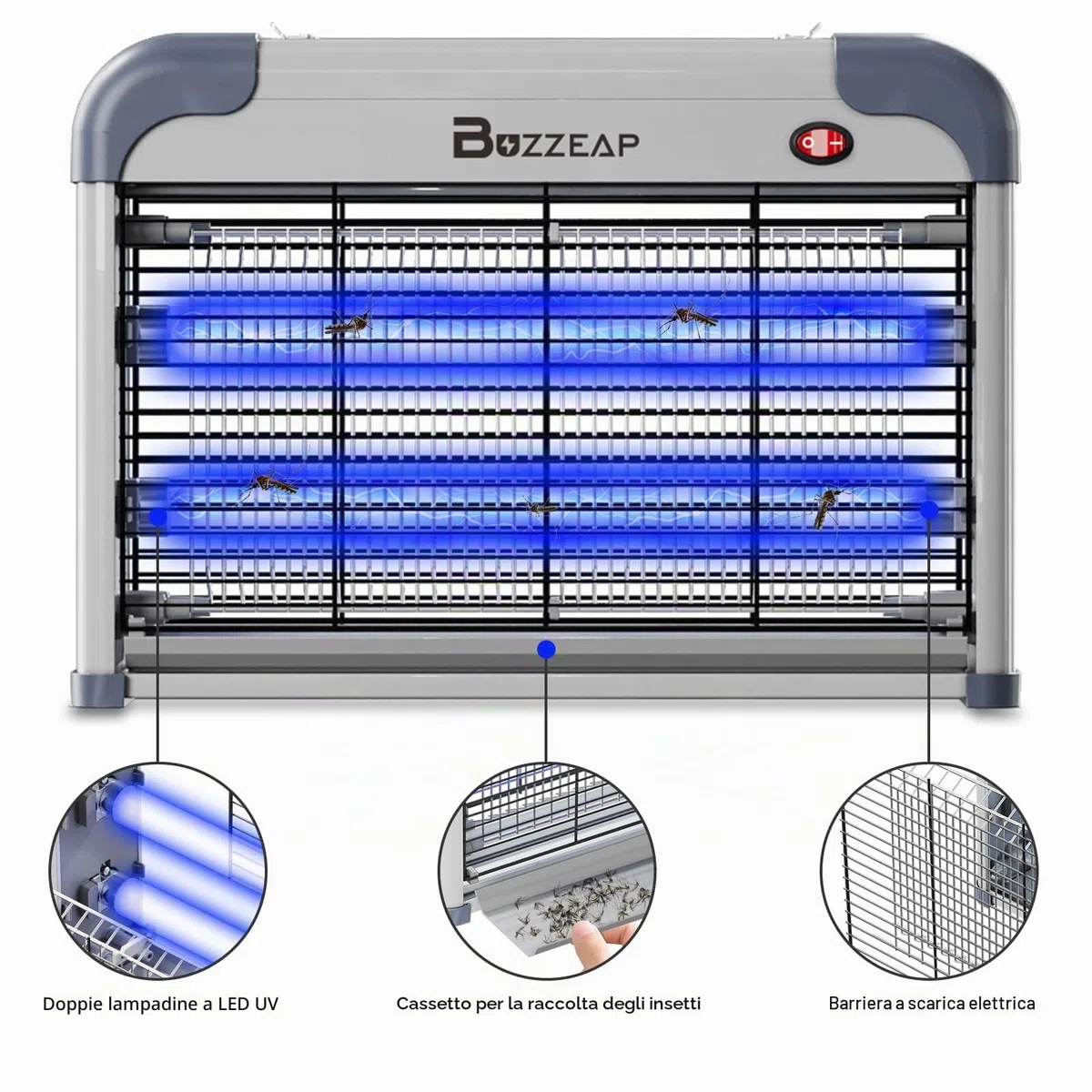 Killer elettronico per zanzare da interni, Killer per insetti, Killer per mosche, Potente killer elettrico per zanzare da 2800 V - 2 pezzi Lampadine di ricambio extra