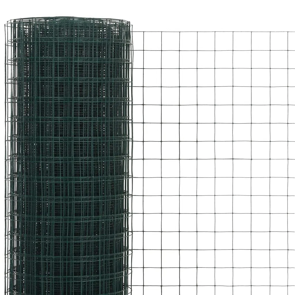 Rete per Pollaio in Acciaio Zincato e PVC Verde 25x0,5 m | Barriera protettiva per orto e giardino, ideale per recintare piccoli animali domestici e proteggere le piante.